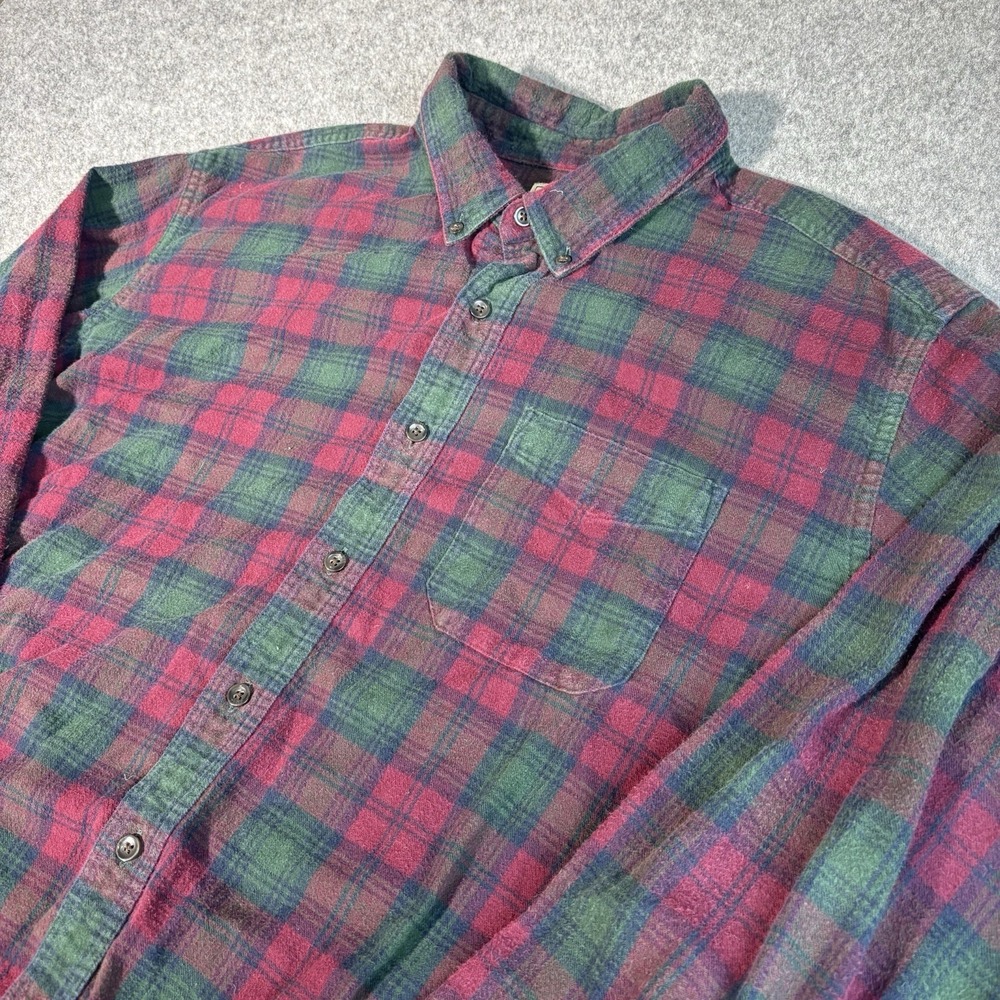 LL Bean Flannel Shirt Mens Xl Tall Button Down Traditional Fit Plaid Red Green